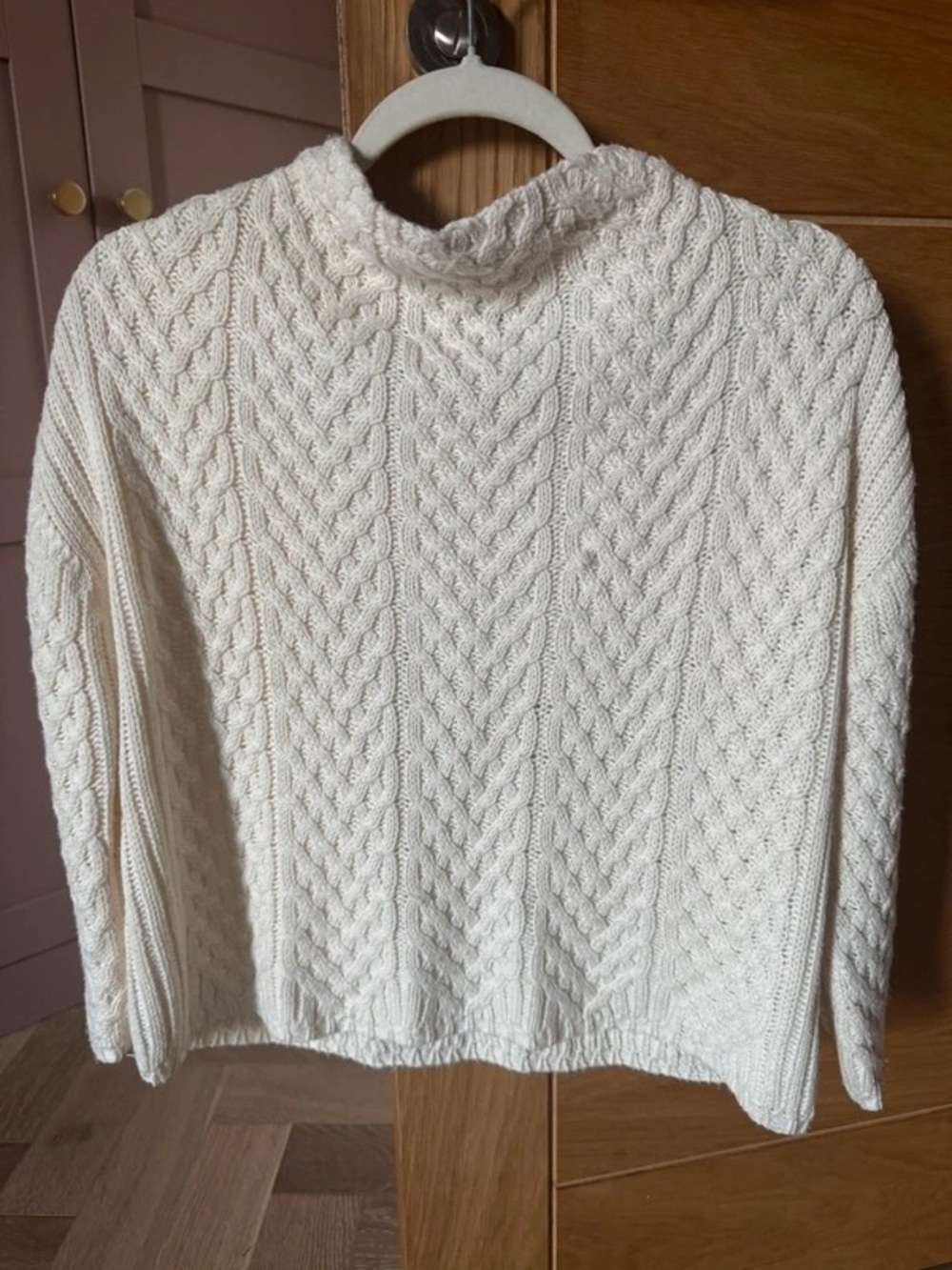 Zara Cream Cable Knit Turtleneck Sweater